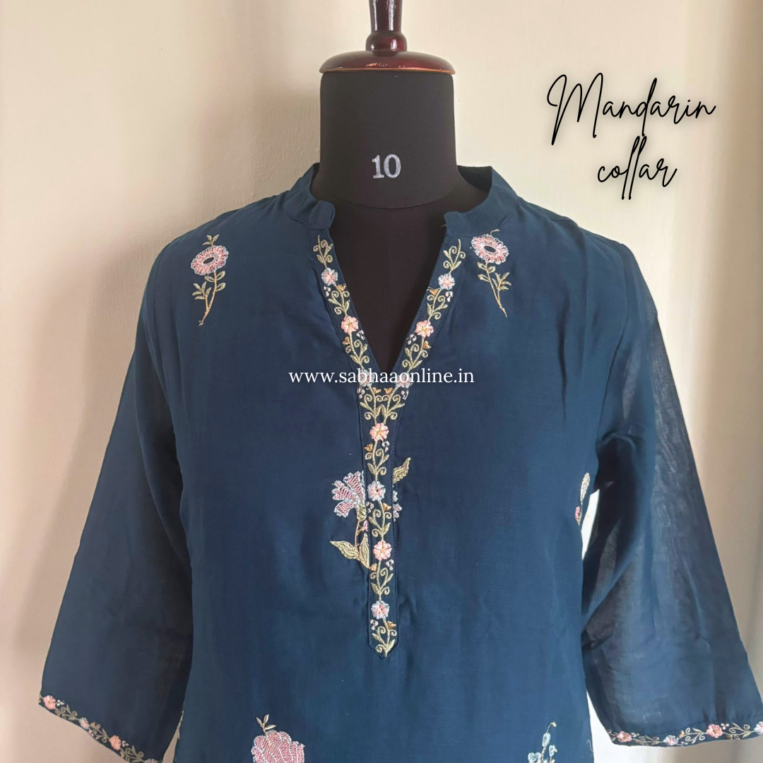 Prita - Prussian Blue Mul Cotton kurti 3pc set with lining - LN 62