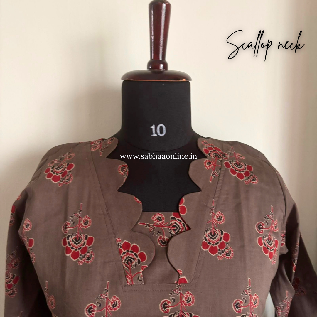 Ajantha - Taupe grey Cotton kurti 3pc set with lining - LN 63