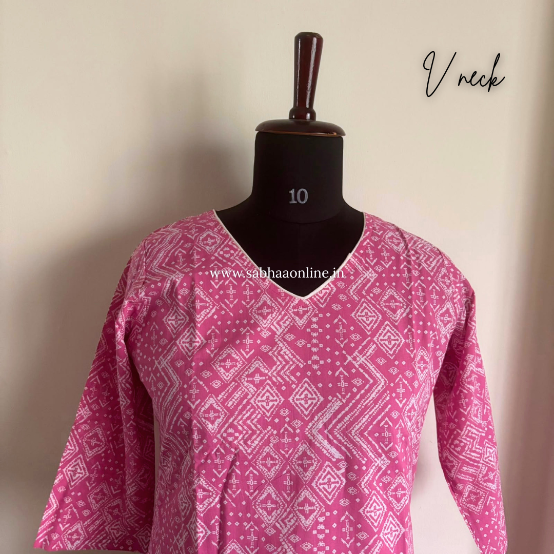 Belle - Bubblegum Pink Cotton kurti 3pc set with lining - LN 63
