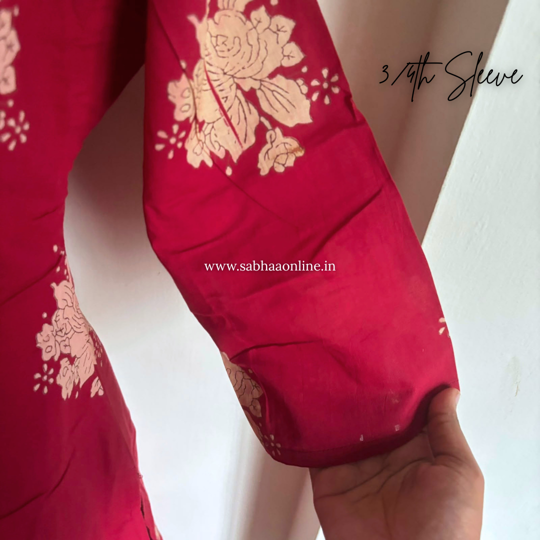 Ajna - Red Cotton kurti 3pc set with lining (Only in size 42) - LN 63
