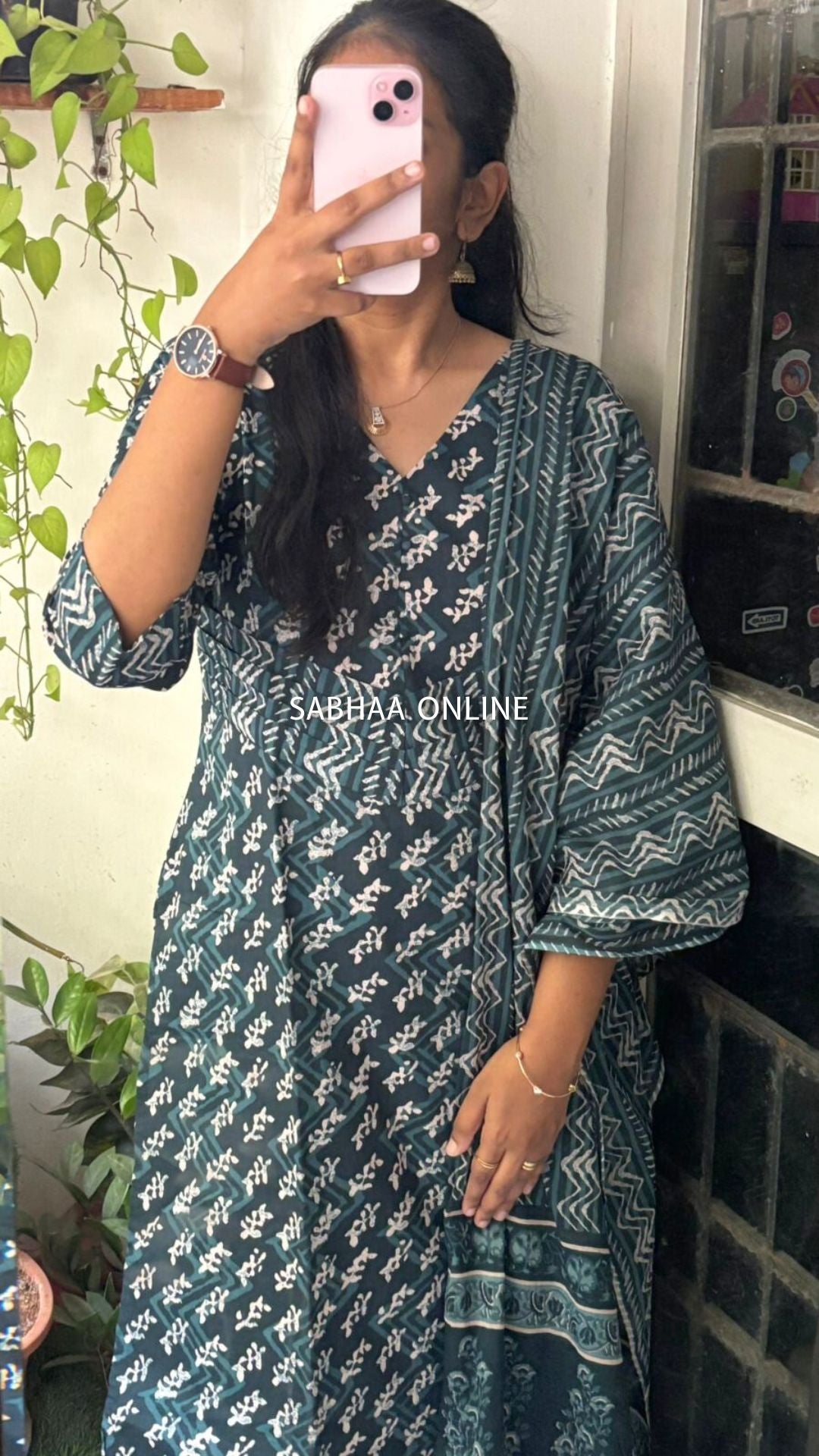 Dorothy - Indigo Blue Cotton Kurti 3pc set with lining