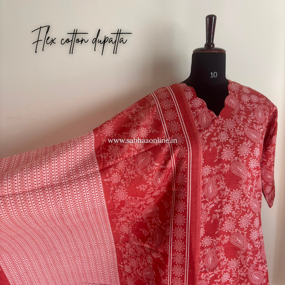 Soumya - Light Red Flex Cotton kurti 3pc set with lining - LN 64