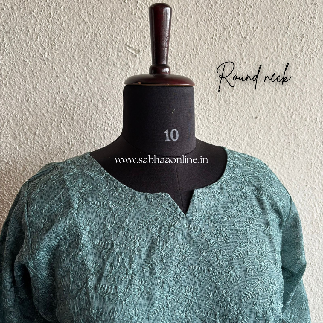 Yalina - Muted Teal Net Cotta kurti 3pc set with lining - LN 31