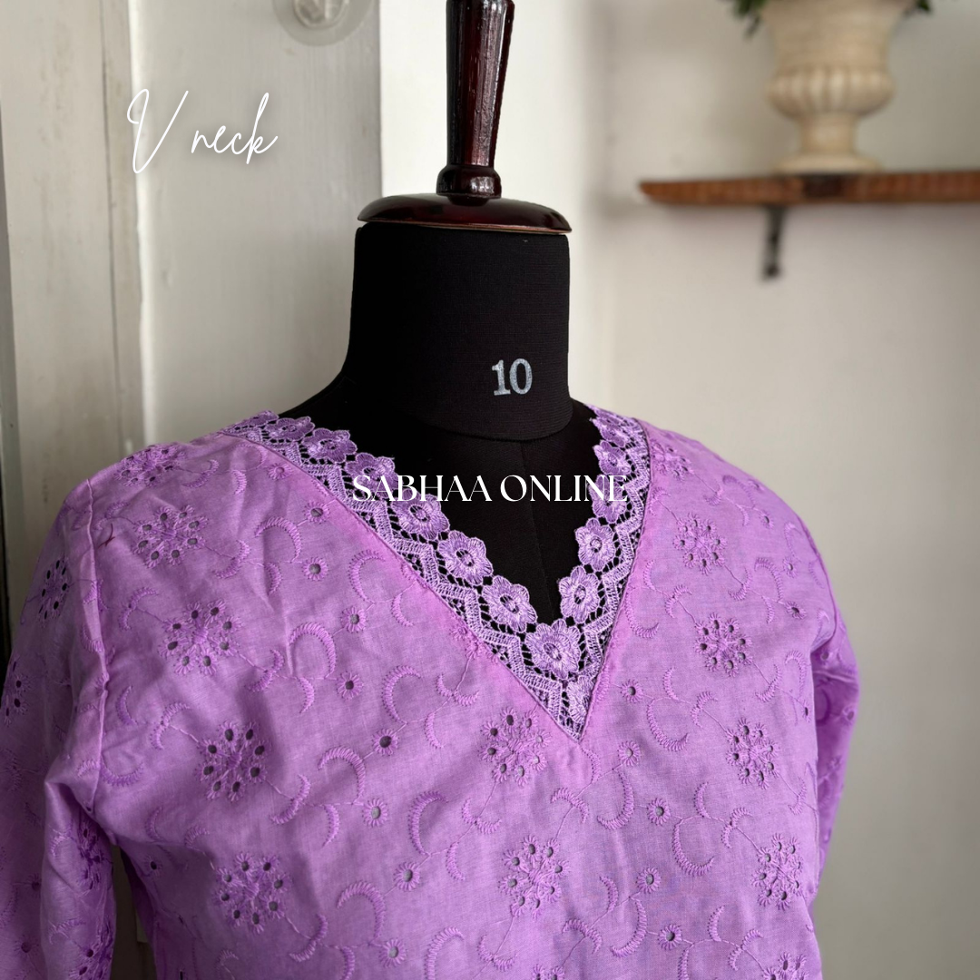 Huda - Lavendar Hakoba cotton kurti pant set - LN 22