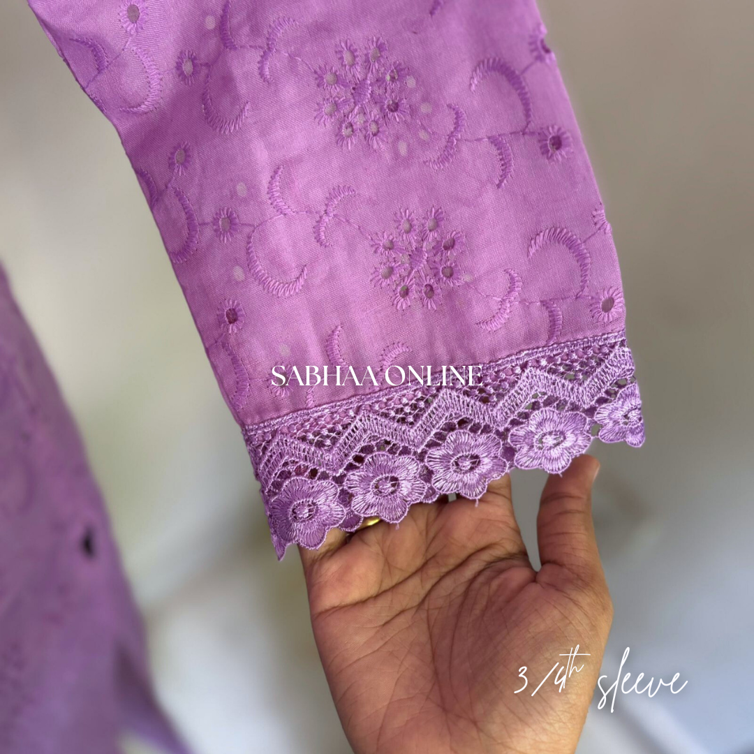 Huda - Lavendar Hakoba cotton kurti pant set - LN 22