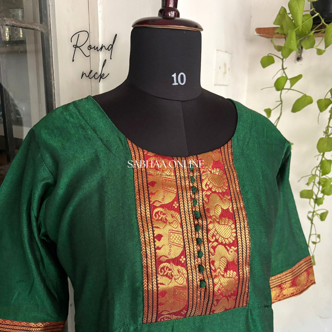 Krishna - Green Narayanpet Linen Chanderi Kurti with lining - LN12