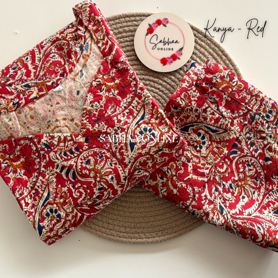 Kanya - Red Kalamkari Cotton Anarkali Coord set - LN 47