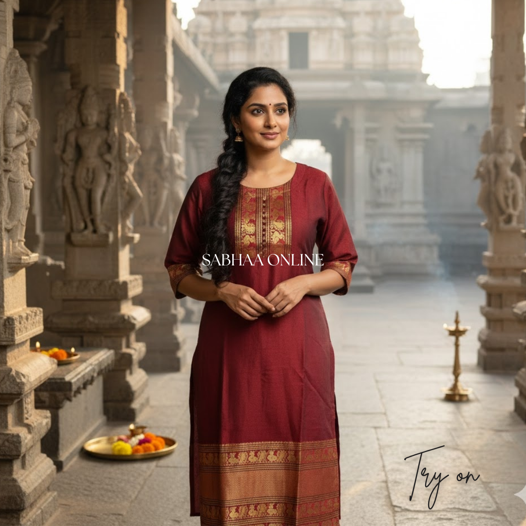 Krishna - Green Narayanpet Linen Chanderi Kurti with lining -LN12