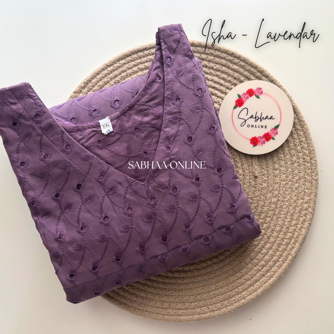 Isha - Lavendar Hakoba Cotton kurti with lining (Only in size 36) - LN17