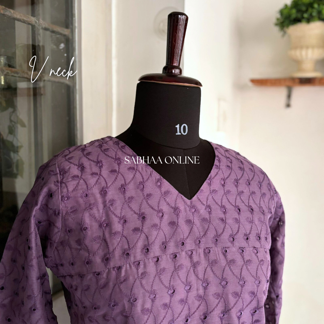 Isha - Lavendar Hakoba Cotton kurti with lining (Only in size 36) - LN17