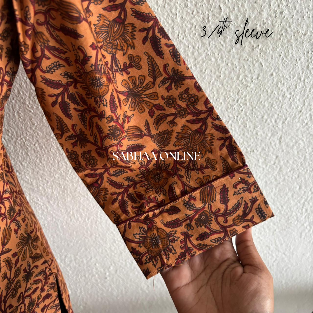 Swathy - Coral Orange Cotton Coord set with lining - LN 29