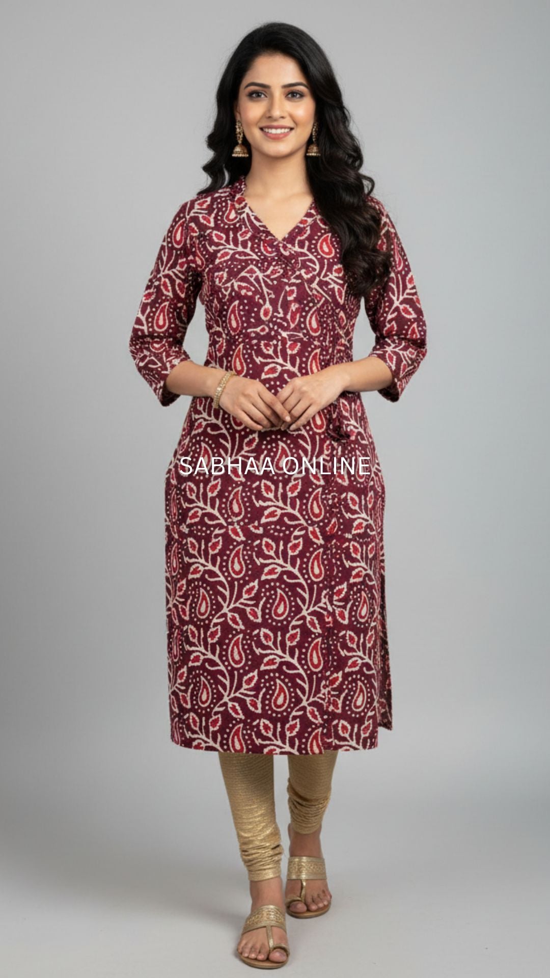 Wine aam Indigo Cotton Kurti