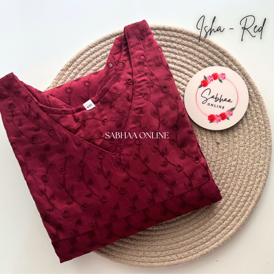Isha - Maroon Hakoba Cotton kurti with lining - LN 17