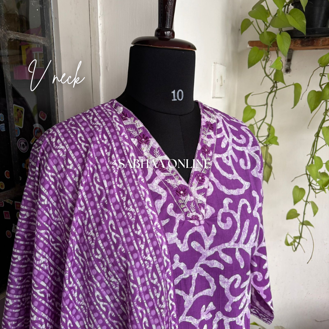 Shibuya - Purple Cotton Kurti 3pc set