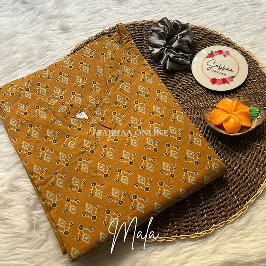 Mala - Yellow Cotton kurti with lining