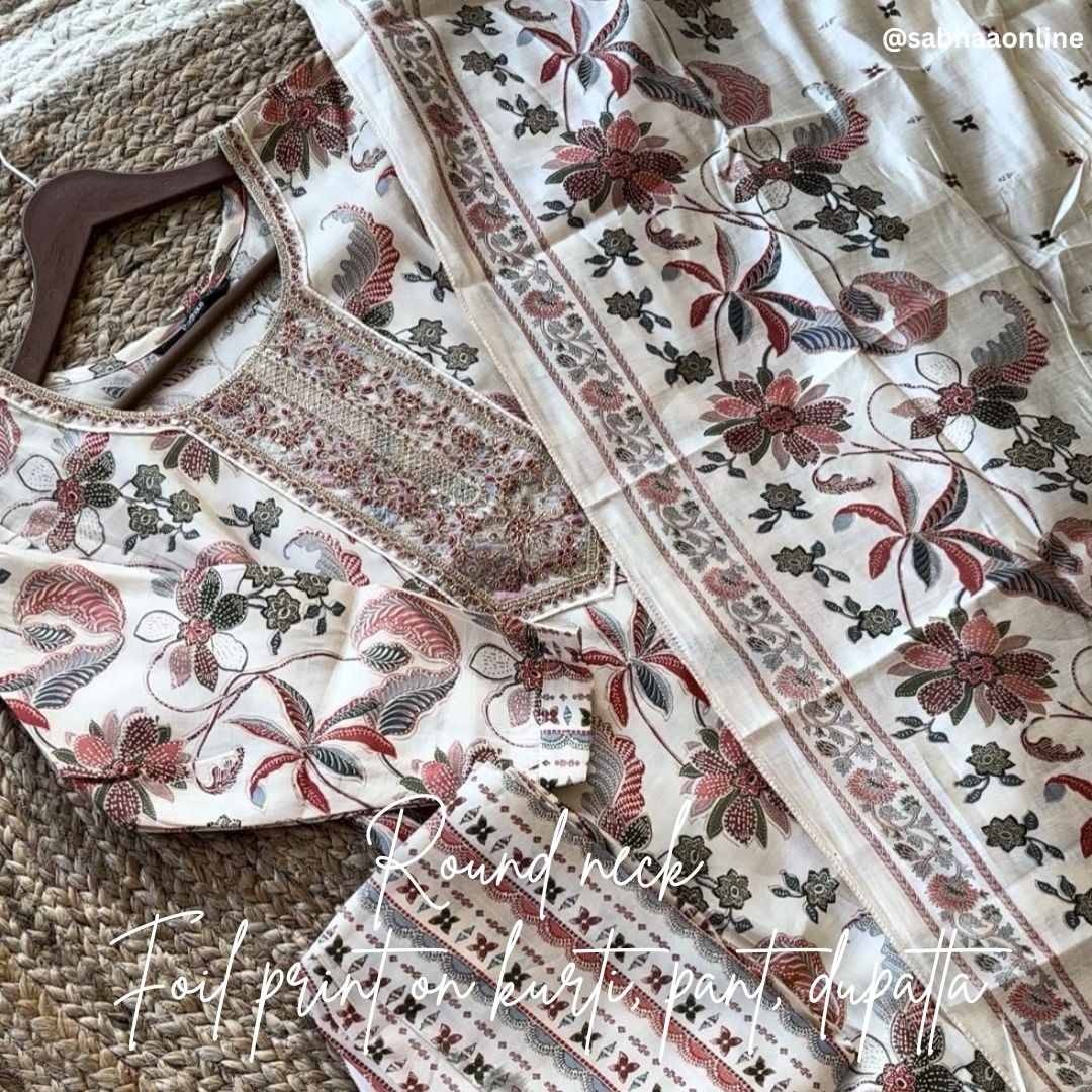 Aishwarya - Off white Chanderi Festive Kurti 3pc set