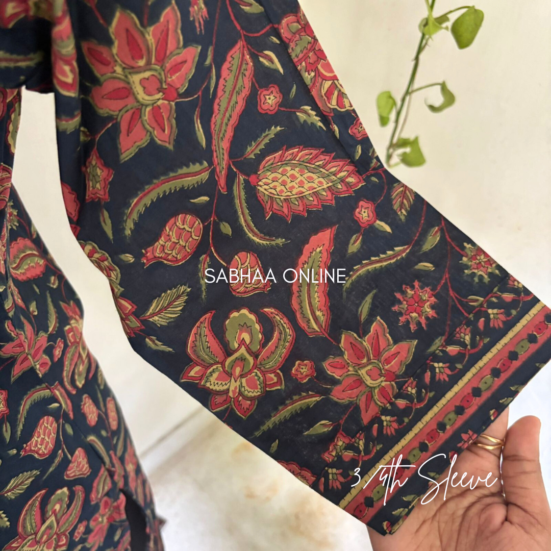 Alda - Dark Blue Cotton Kurti 3pc set