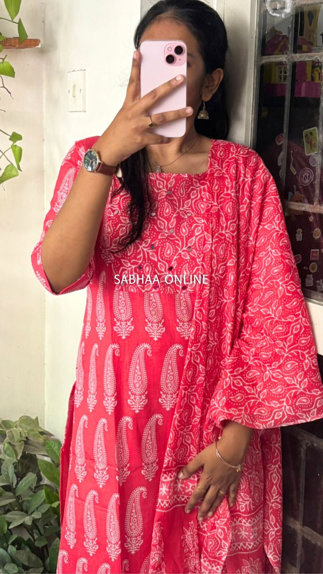 Amrah - Bright Pink Cotton Kurti 3pc set with lining