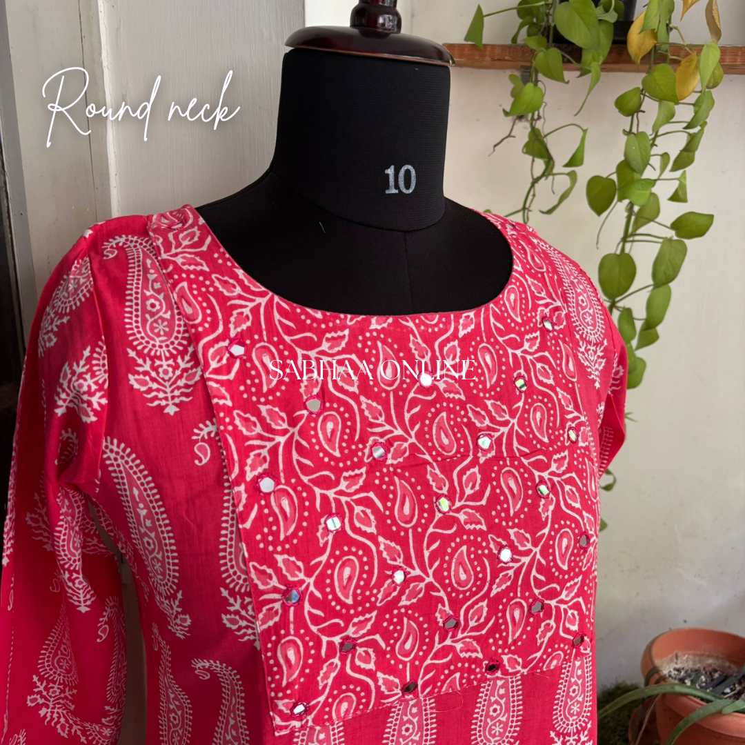 Amrah - Bright Pink Cotton Kurti 3pc set with lining