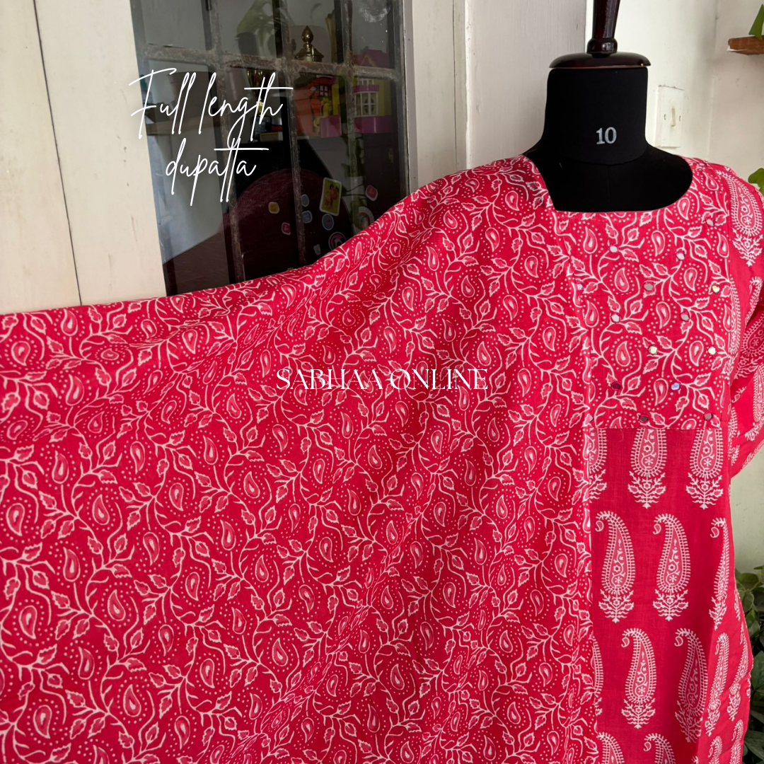 Amrah - Bright Pink Cotton Kurti 3pc set with lining
