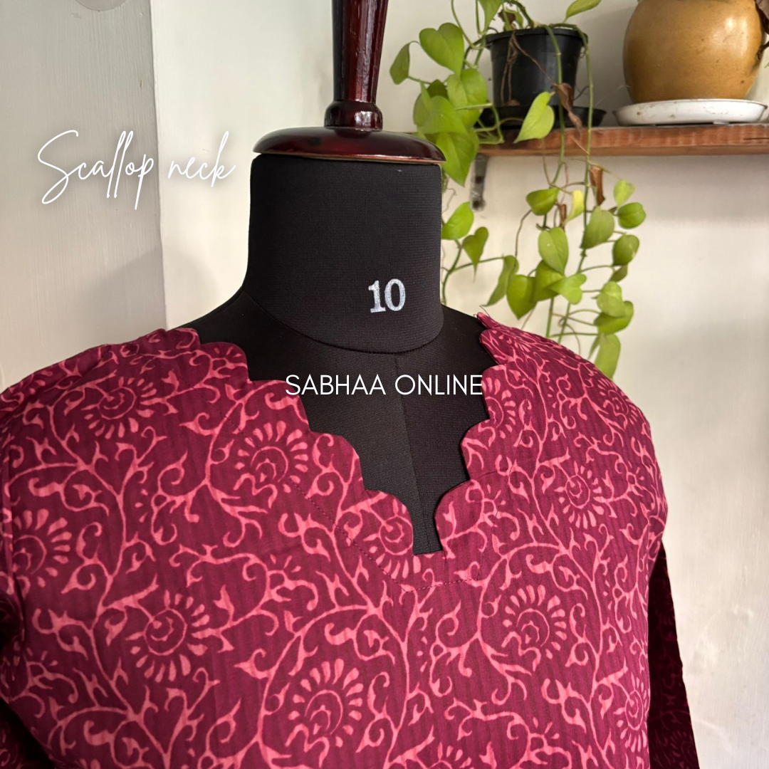 Anuya - Burgundy and Pink Cotton kurti 3pc set with lining- LN6