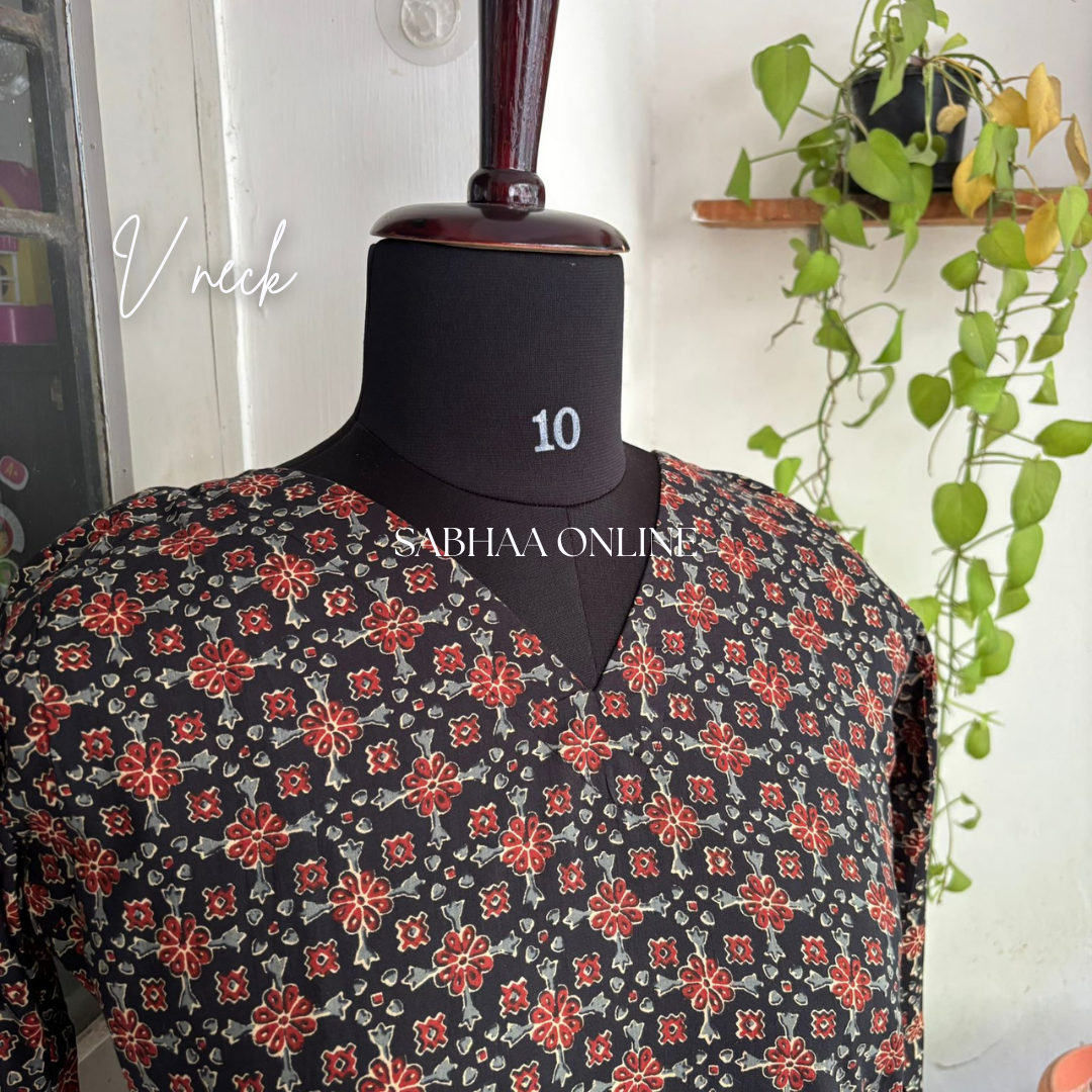 Avantika - Black Cotton Kurti 3pc set with lining (Slim fit)