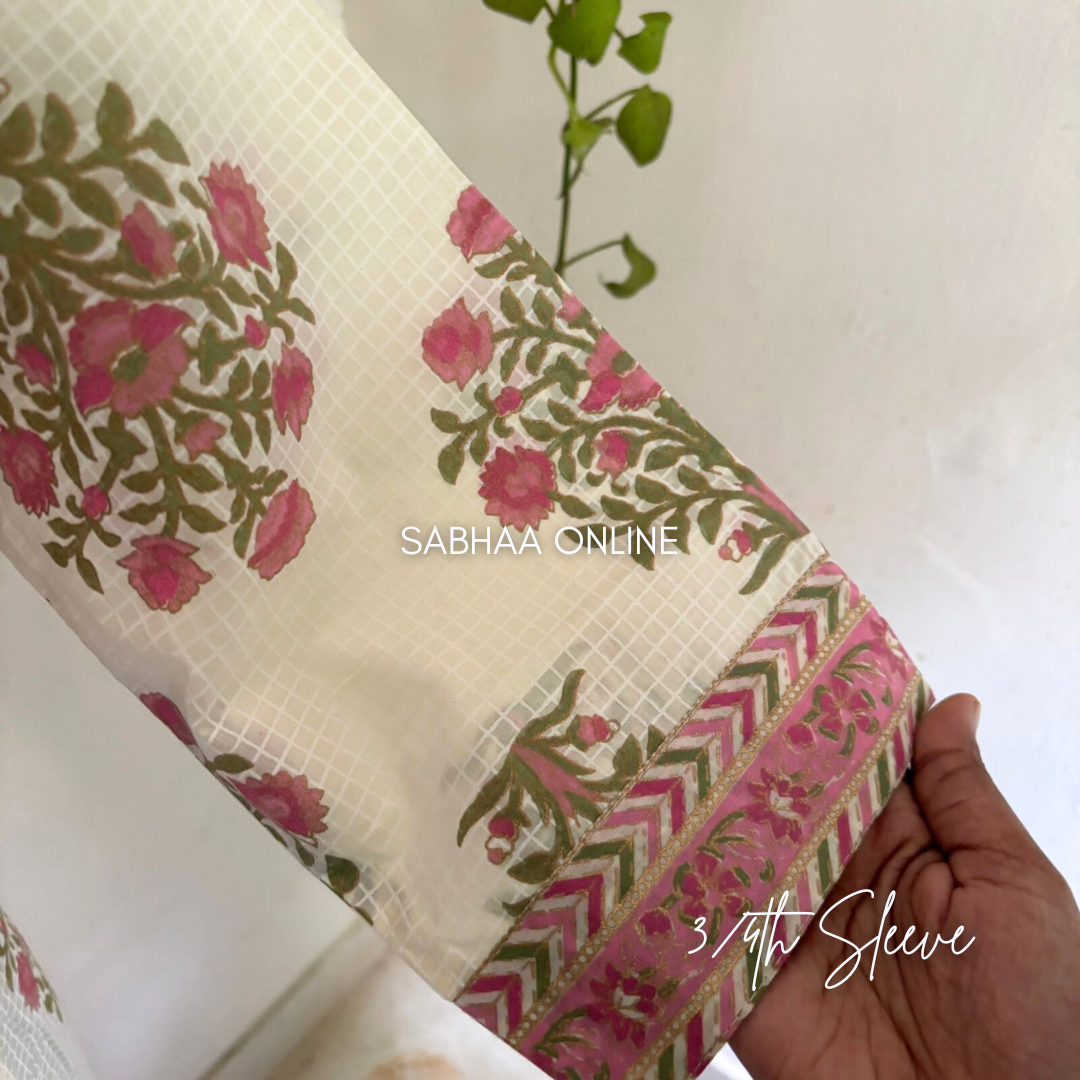 Aysha - Off white Cotton Kurti 3pc set- LN7