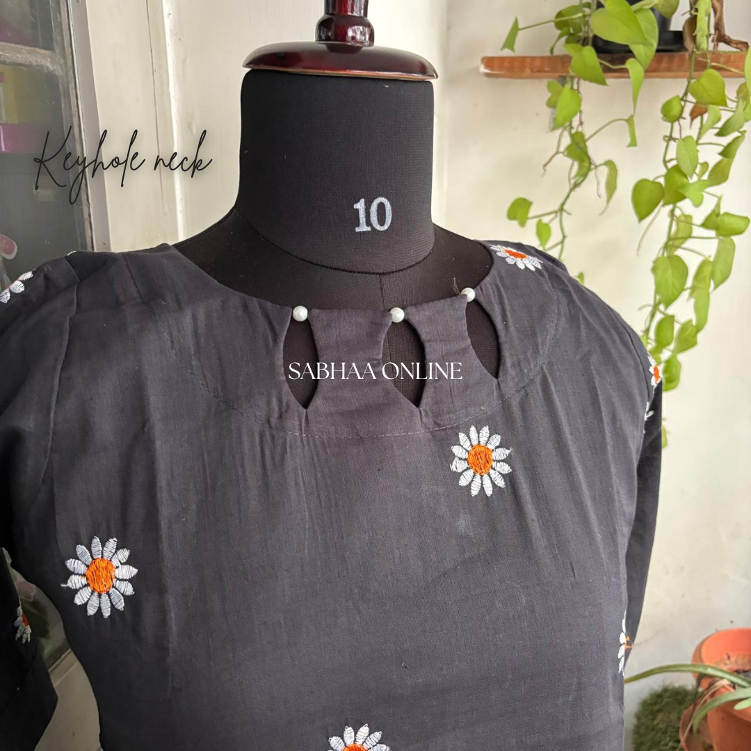 Daisy - Ash Black Cora Cotton Kurti with lining