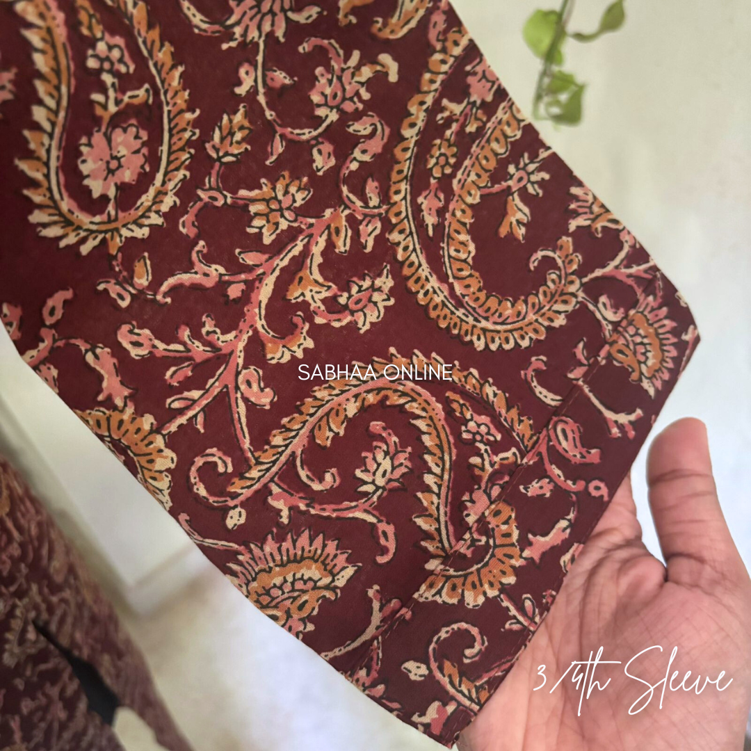 Dheerah - Brown Paisley Cotton kurti 3pc set - LN 15