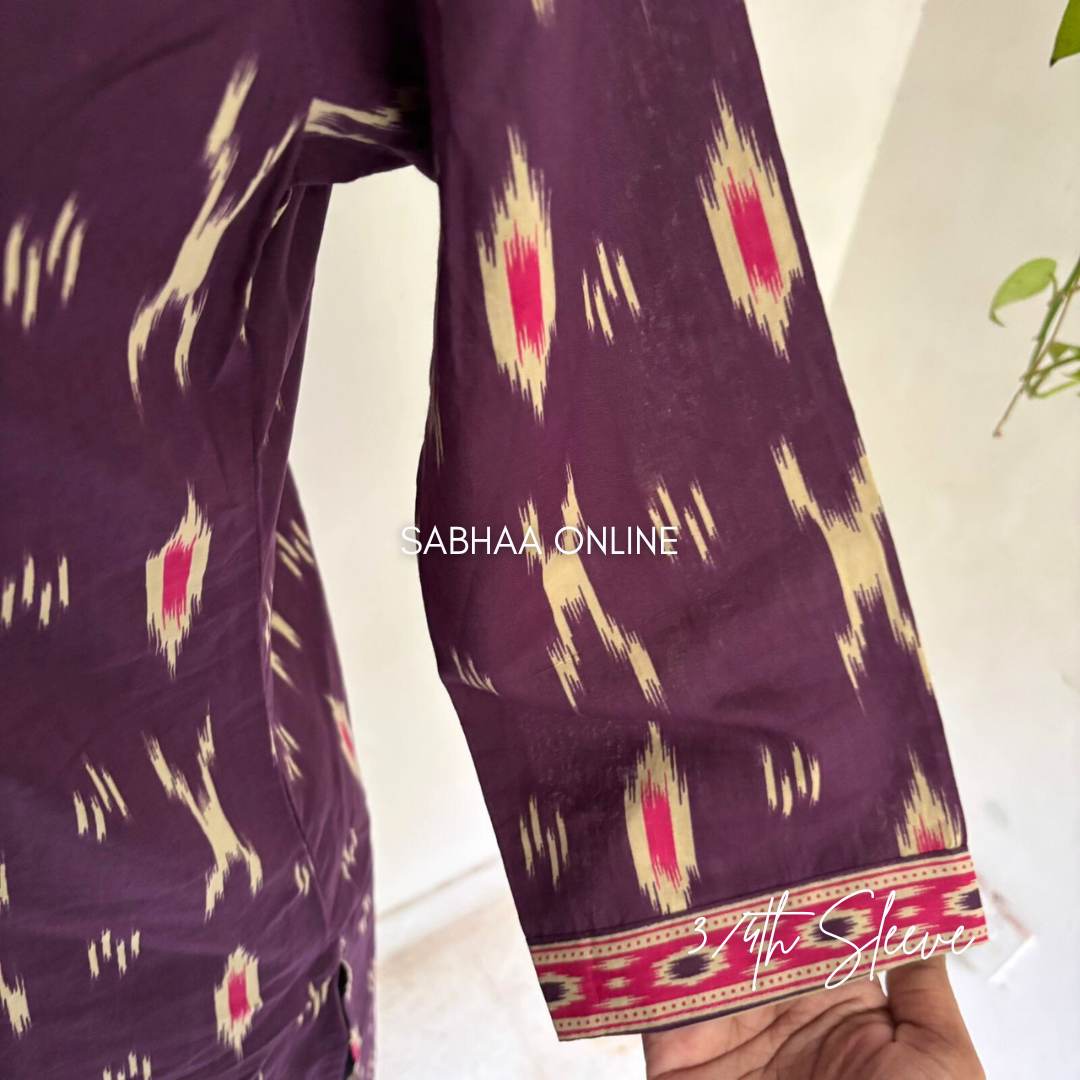 Fida - Purple and Pink Ikkat Cotton kurti 3pc set