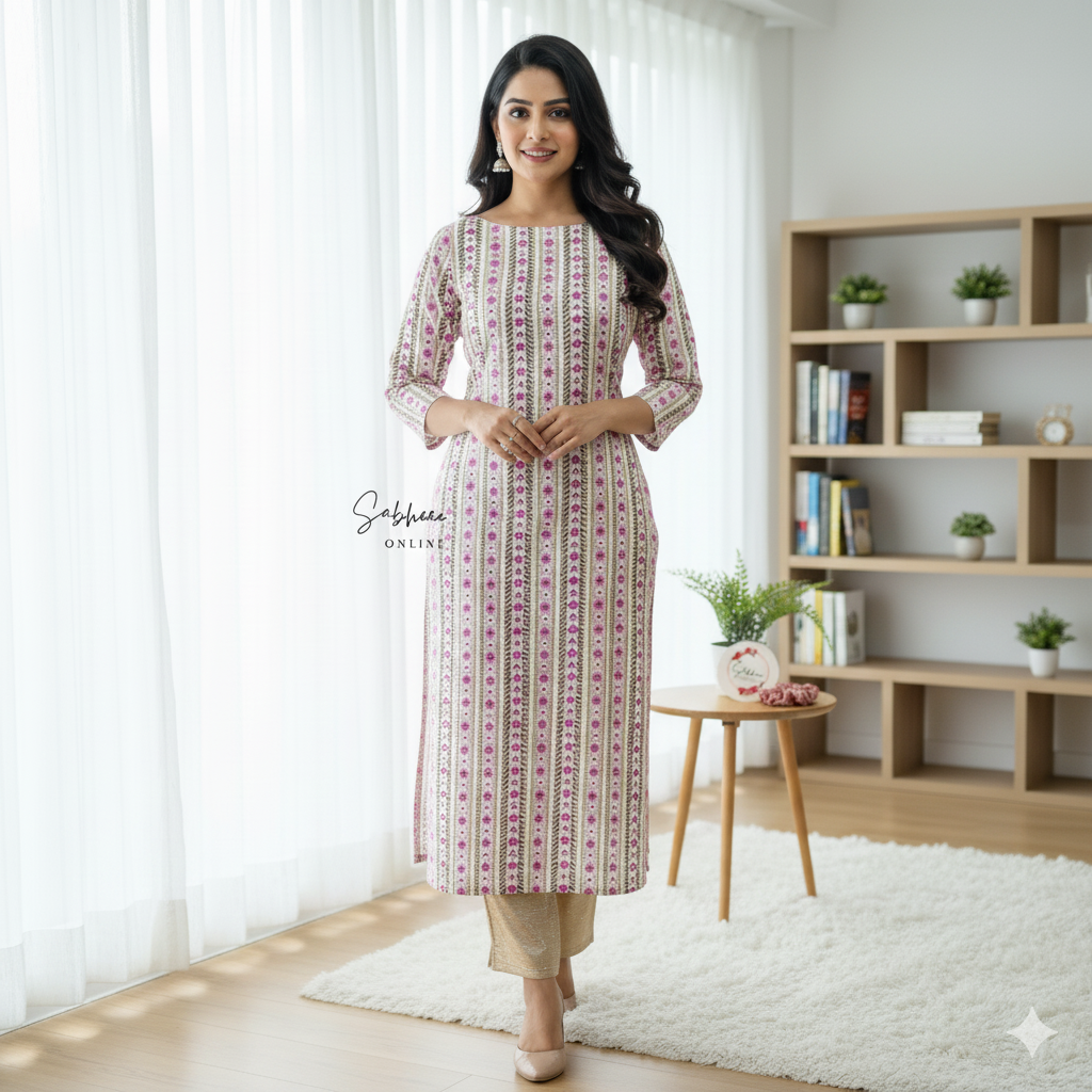 Mona - White Cotton kurti with lining