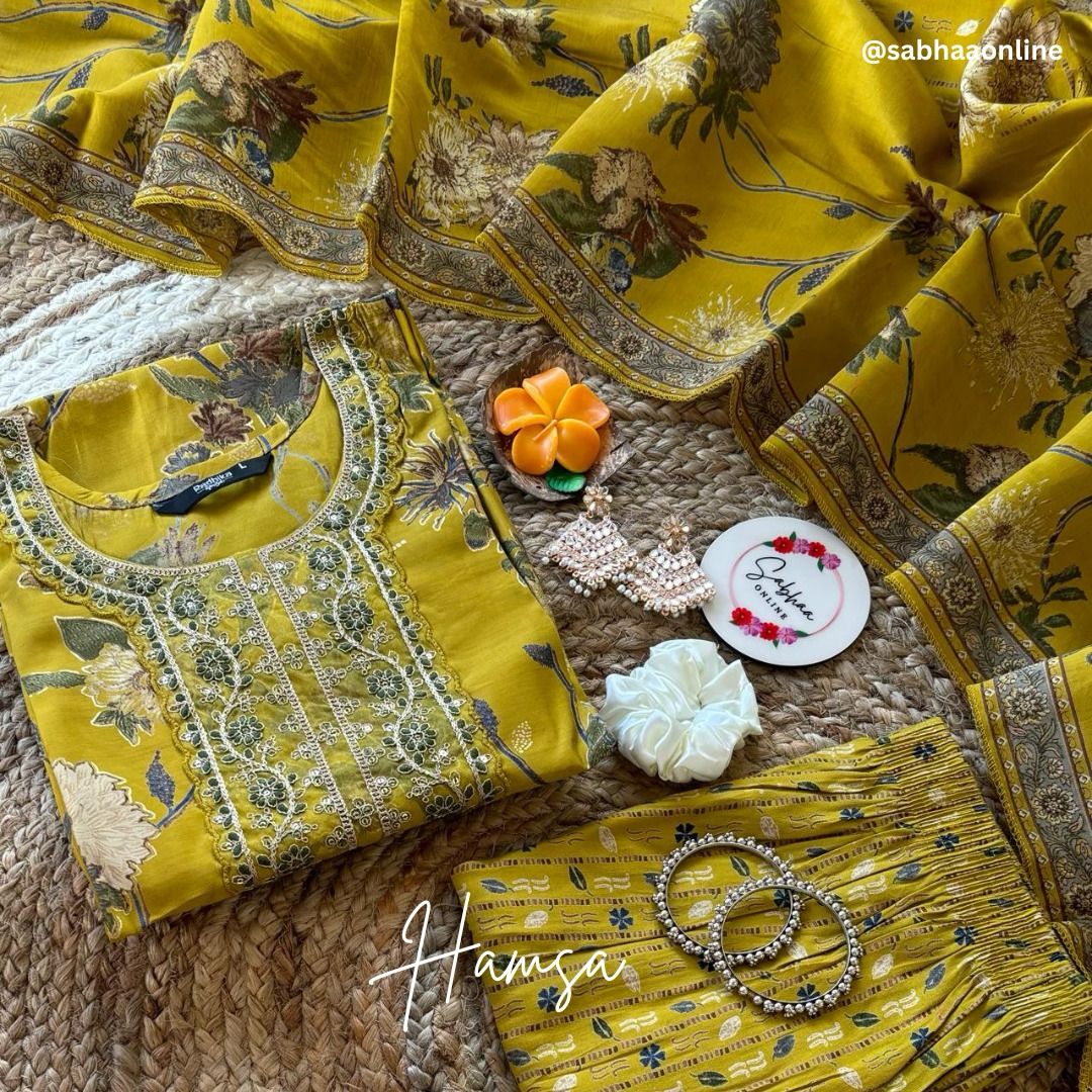 Hamsa - Mehandi Green Chanderi Festive kurti 3pc set