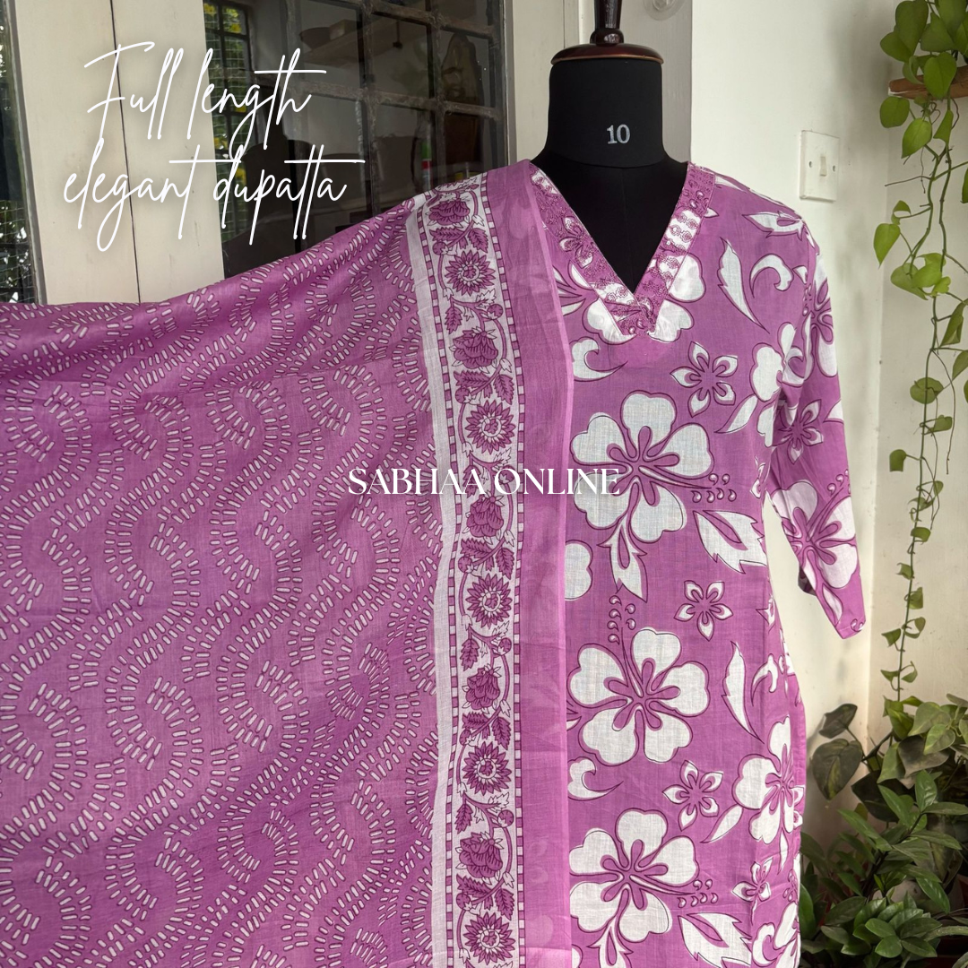 Jose - Fuschia Pink Cotton Kurti 3pc set