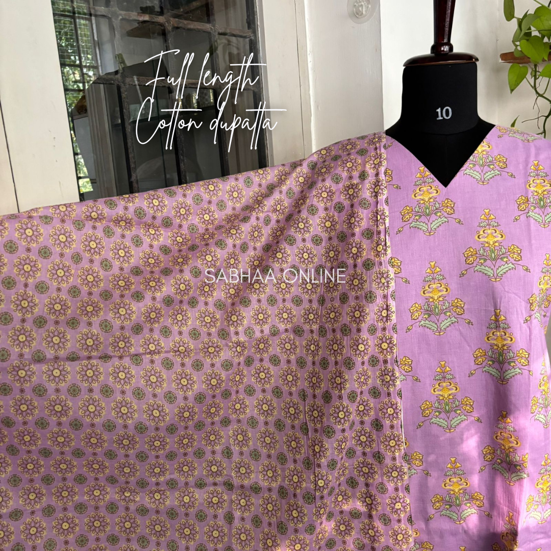 Kenny - Lavendar Cotton Kurti 3pc set with lining