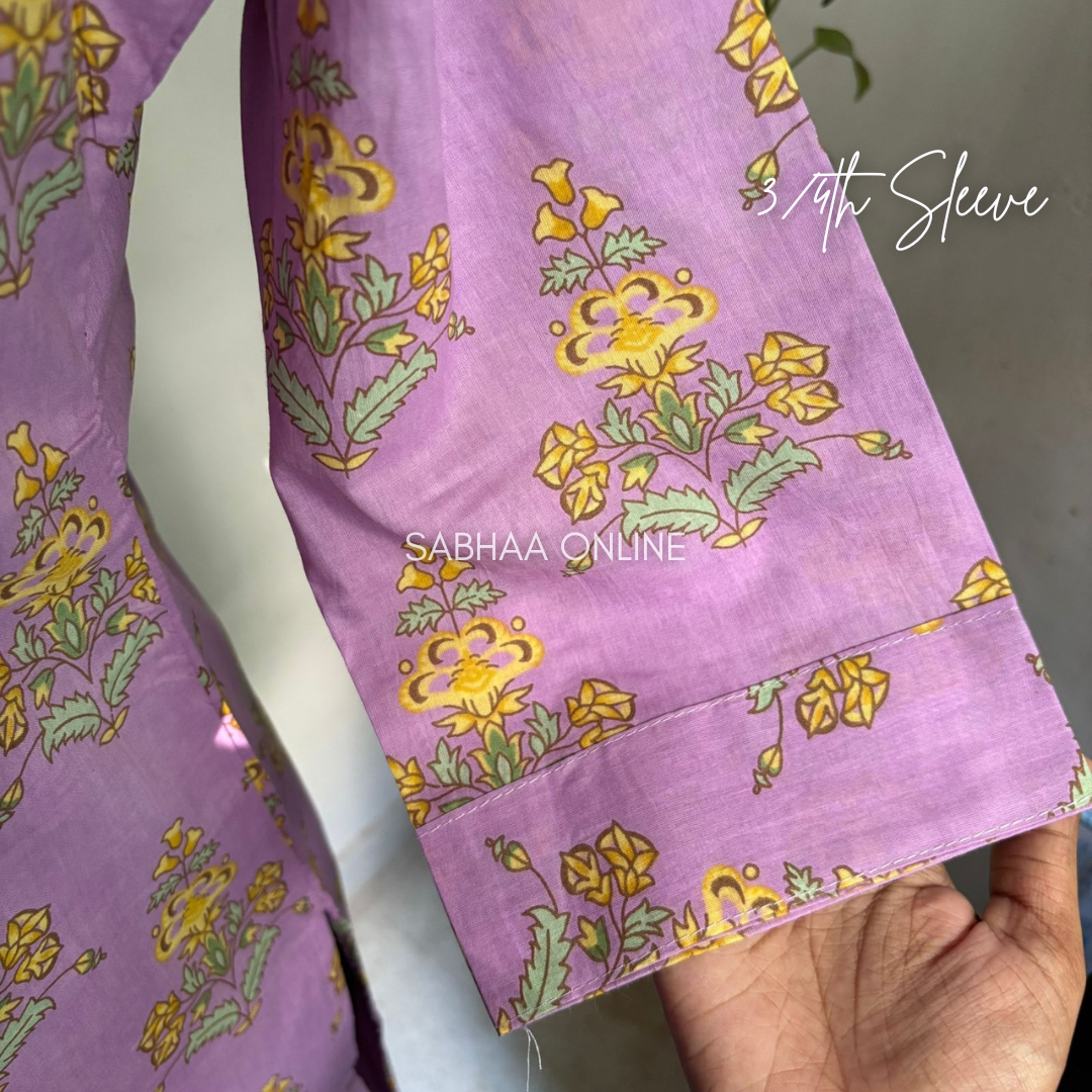 Kenny - Lavendar Cotton Kurti 3pc set with lining
