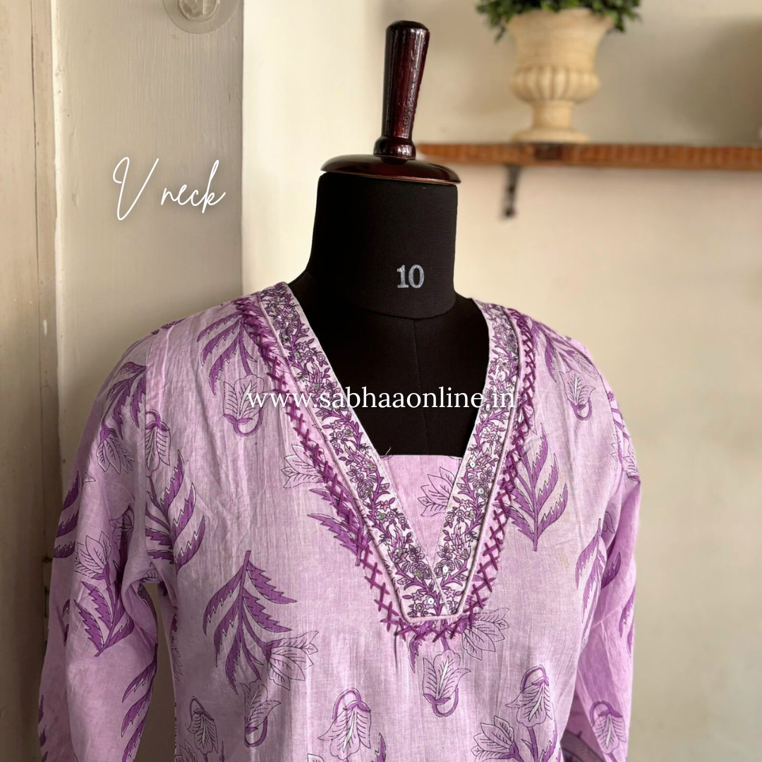 Kheziah - Lavendar Cotton kurti 3pc set - LN 19