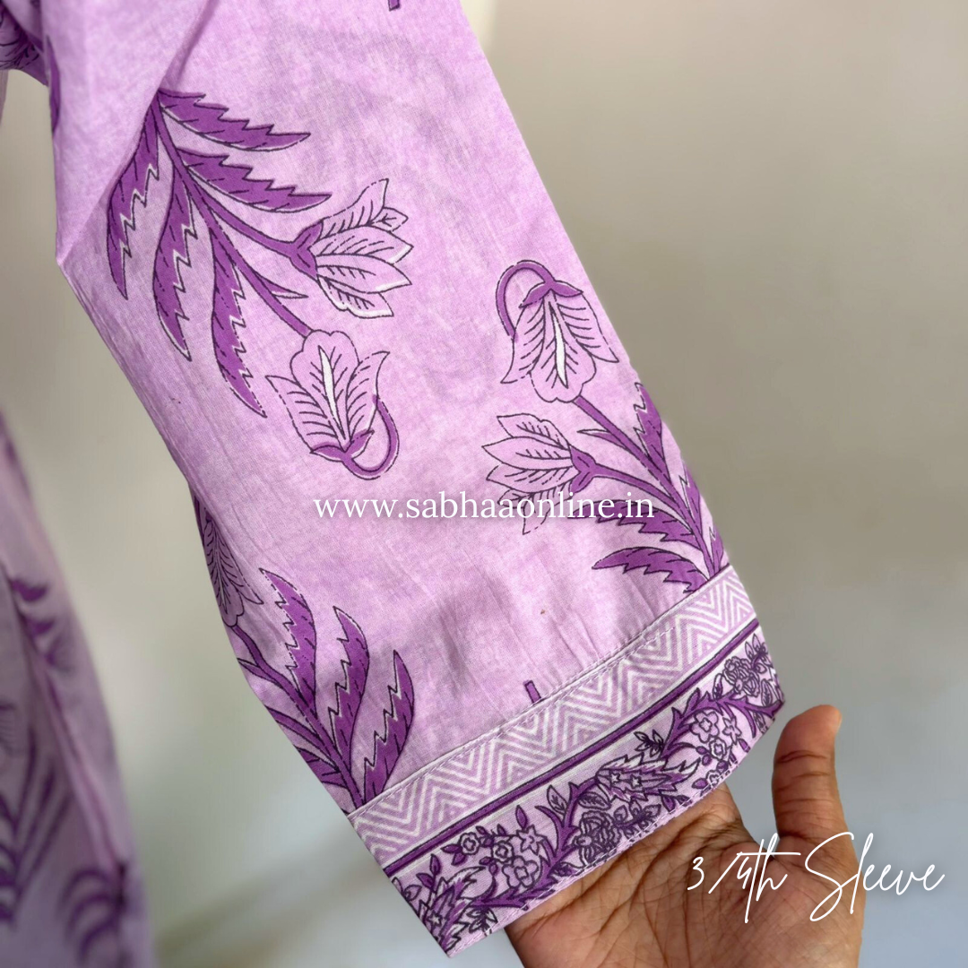 Kheziah - Lavendar Cotton kurti 3pc set - LN 19