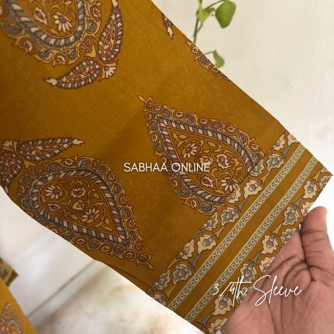 Leela - Mustard Yellow Cotton kurti 3pc set