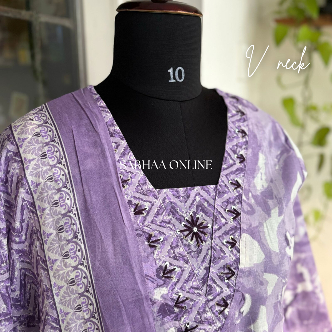 Lily - Lavendar Cotton kurti 3pc set