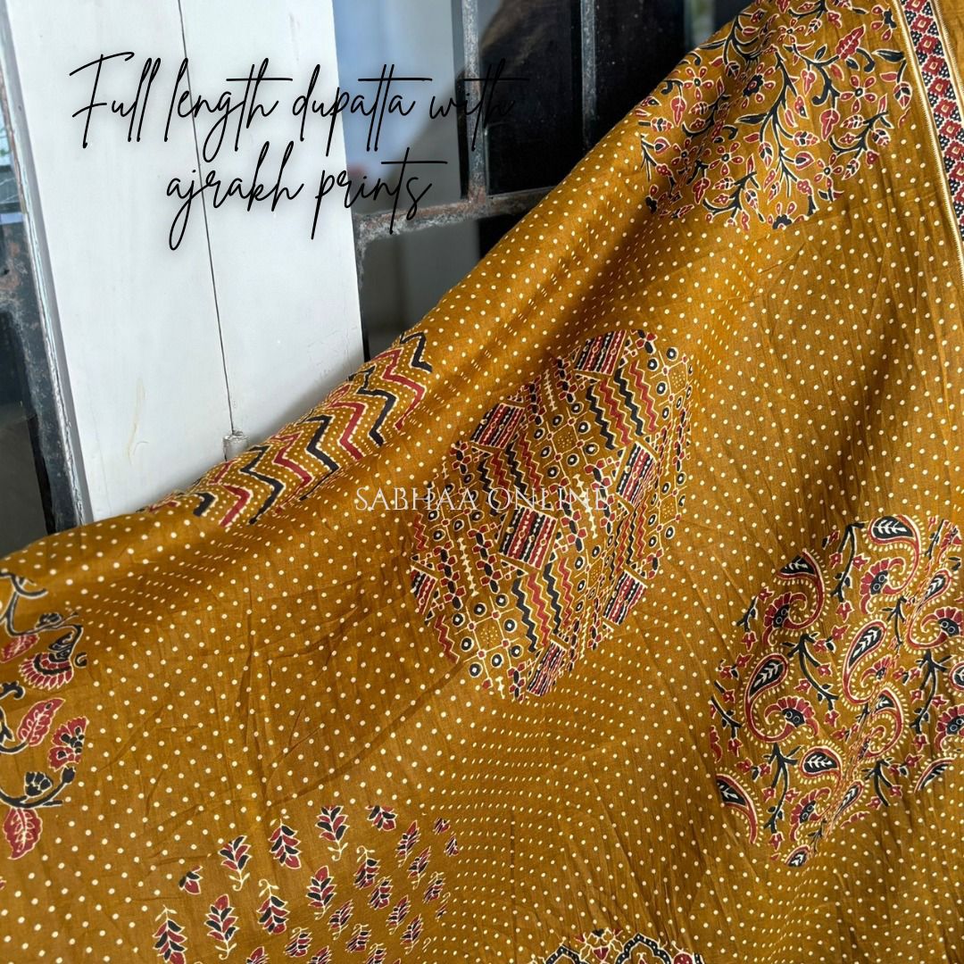 Mitali - Mustard Yellow Cotton kurti 3pc set