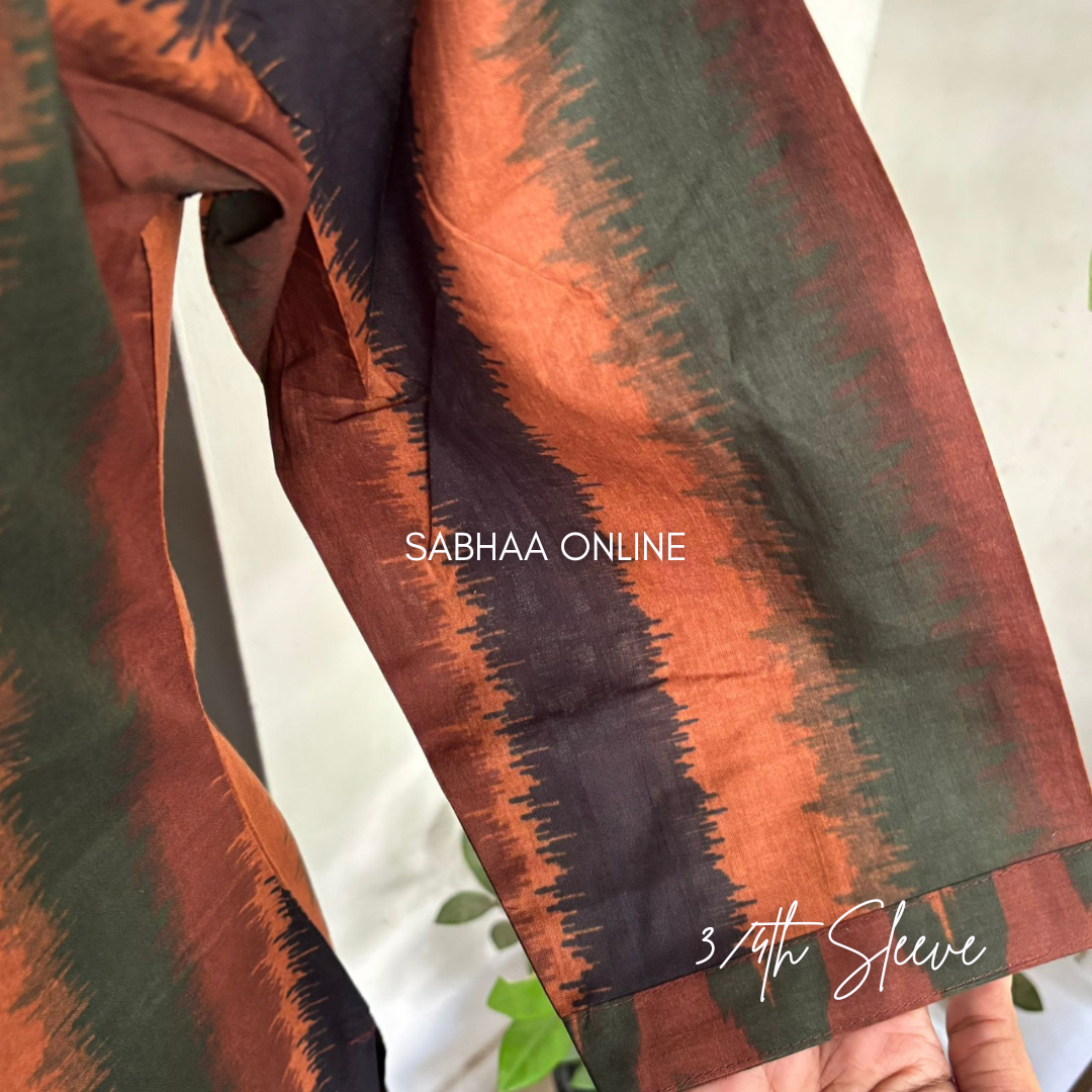 Moana - Ikkat styled Multi colored Cotton Kurti 3pc set - LN 15