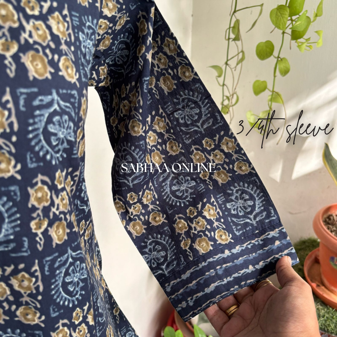Nagma - Navy Blue Cotton kurti 3pc set