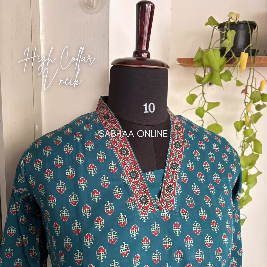 Nora - Teal Cotton kurti 3pc set with lining - LN13