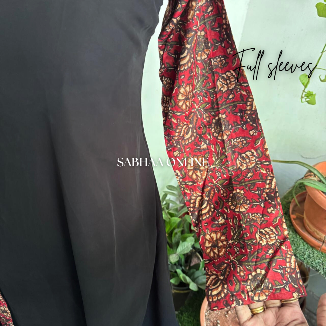 Prerna - Black Georgette + Kalamkari Kurti dupatta combo (with lining)