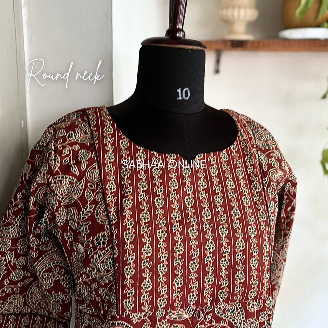 Raga - Teracotta Red Ajrakh Cotton kurti 3pc set with lining - LN 18