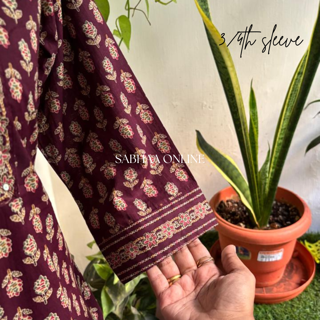 Raha - Tyrian Purple Cotton Kurti 3pc set