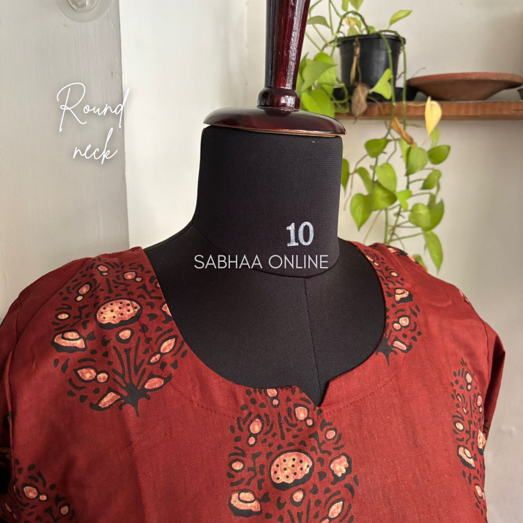 Ridhi - Barn red Cotton Kurti 3pc set with lining