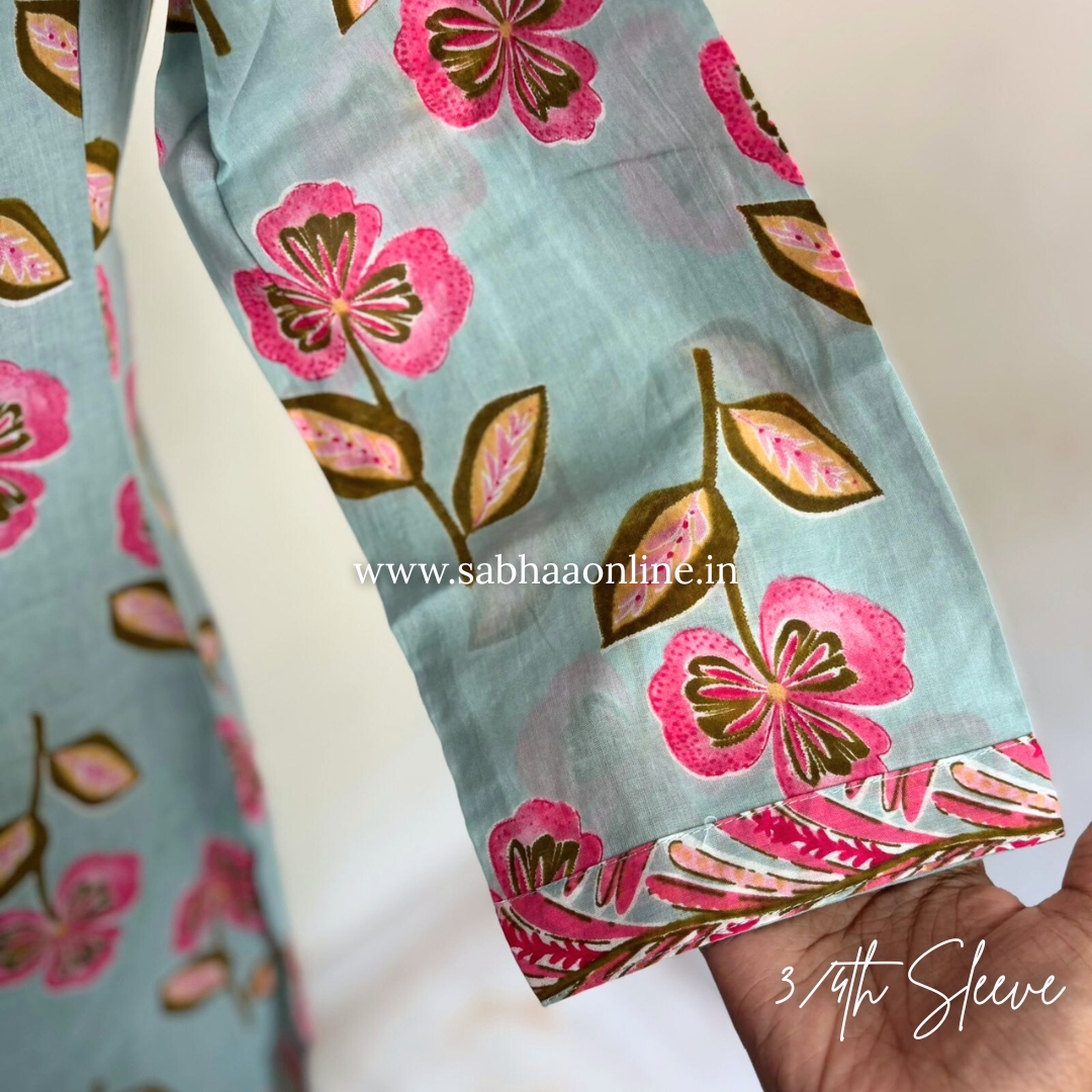 Sadha - Light Mint Cotton Kurti 3pc set - LN 19