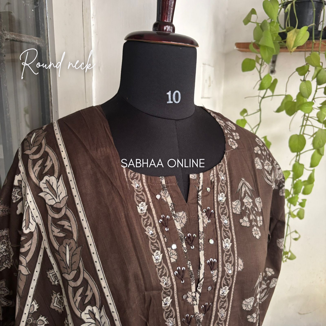 Sloka - Bistre Brown Cotton Kurti 3pc set