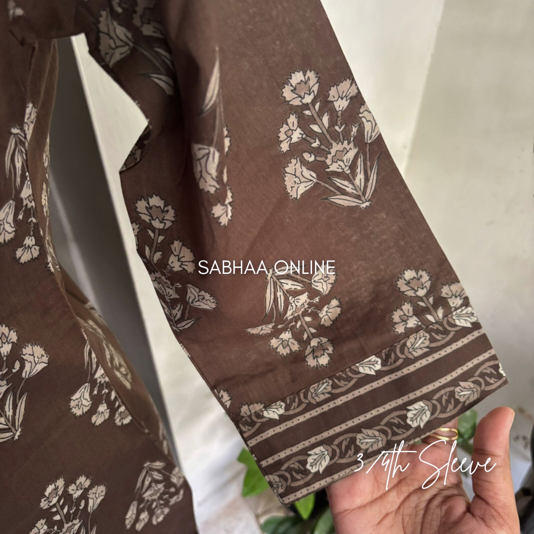 Sloka - Bistre Brown Cotton Kurti 3pc set